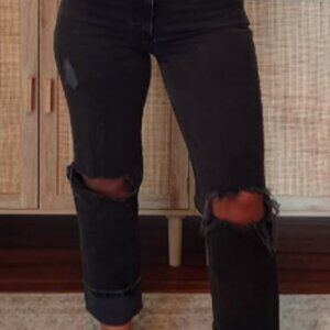 HOLLISTER Ultra High-Rise 90S Straight 4R 27R Distressed Black